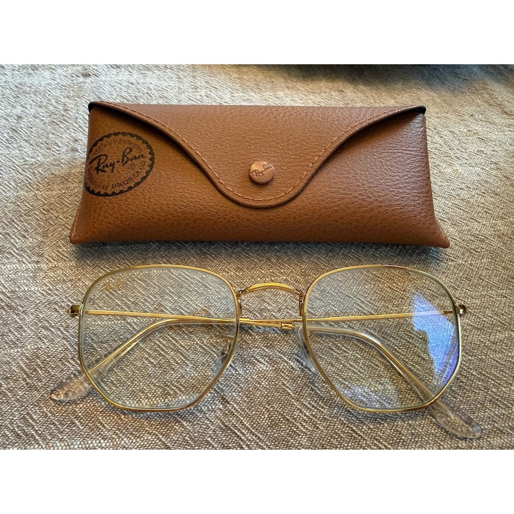 Ray-Ban Eyeglasses Frames RB6496 2502 Gold Geometric Wire Rim 53-20-145, W/Case‎